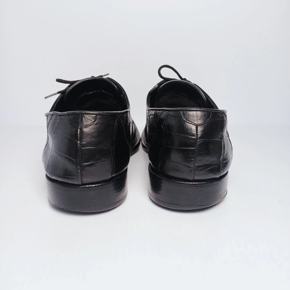 Fennix Italy Mens Alligator Dress Shoes Black‎ Square Toe Size 13